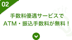 02 手数料優遇サービスでATM・振込手数料が無料！