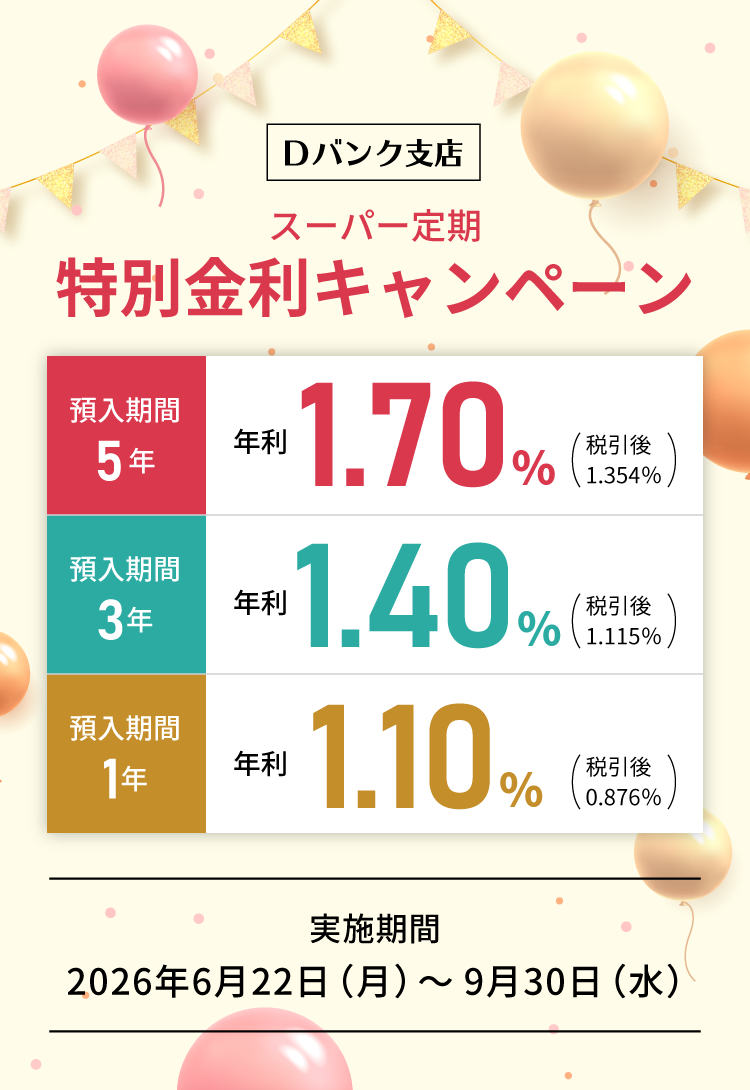 スーパー定期特別金利キャンペーン｜Ⅾバンク支店