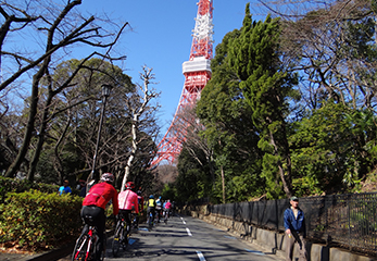 東京タワーに向かって走る