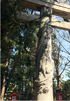 馬橋稲荷神社 龍の鳥居 左に昇り龍