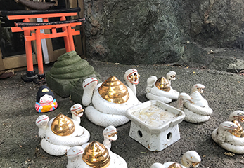 葛西神社 祠と白蛇の人形