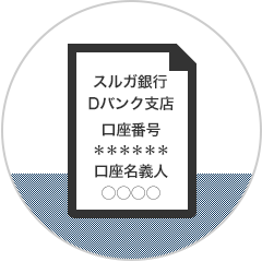 金融機関名・支店名・口座番号・口座名義の確認できる資料