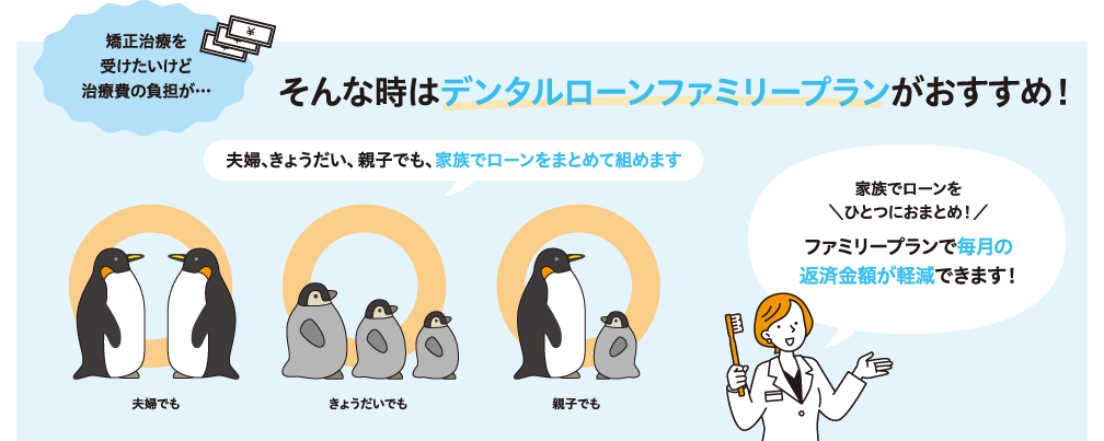 矯正治療を受けたいけど治療費の負担が・・・そんな時はデンタルローンファミリープランがおすすめ！