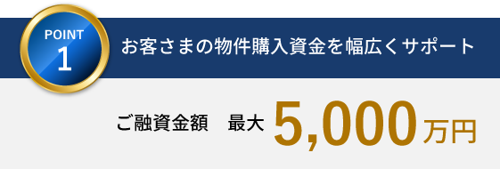 POINT1 お客さまの物件購入資金を幅広くサポート