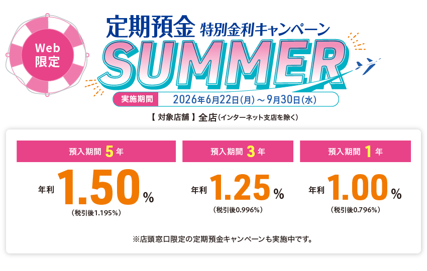 【Web限定】定期預金 特別金利キャンペーン SUMMER