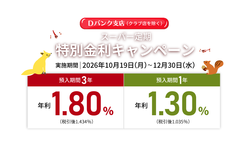 【Ｄバンク支店】スーパー定期特別金利キャンペーン