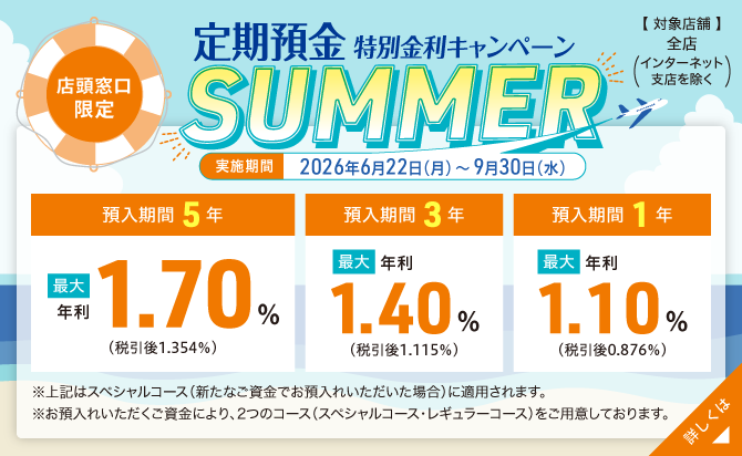 定期預金特別金利キャンペーン～SUMMER~