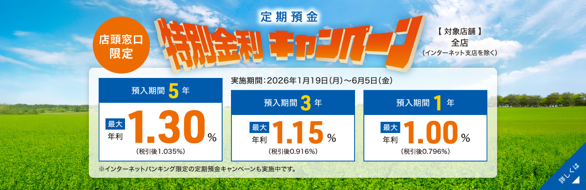 【店頭窓口限定】定期預金 特別金利キャンペーン