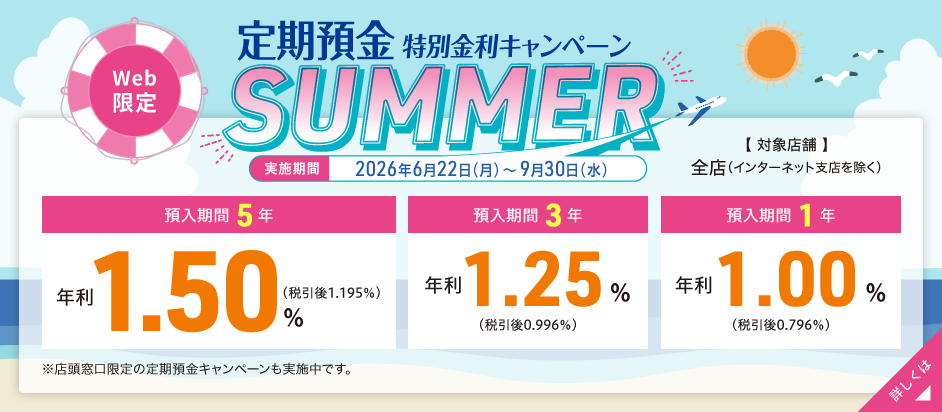 【Web限定】定期預金 Web特別金利キャンペーン