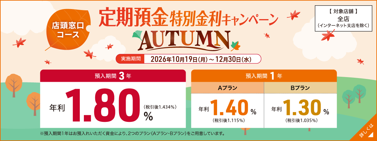 【店頭窓口限定】定期預金 特別金利キャンペーン
